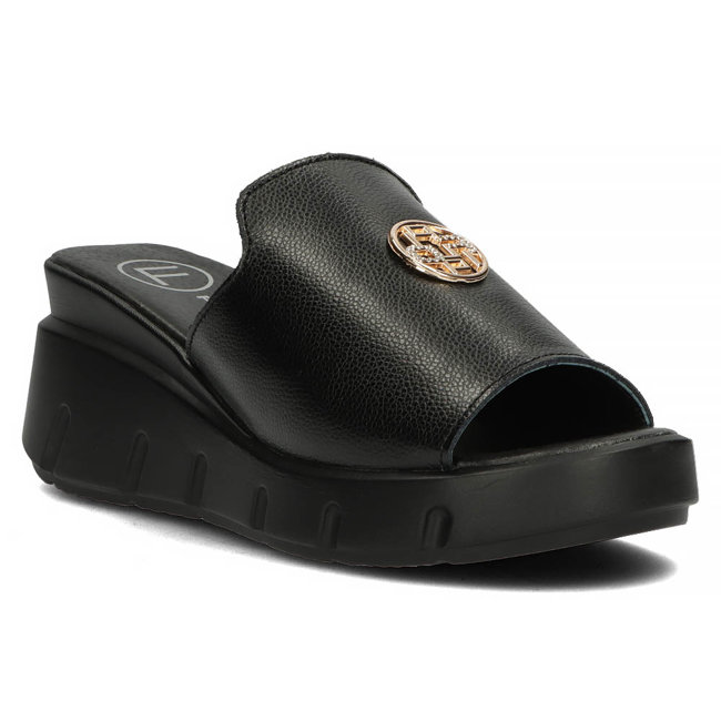Černé kožené pantofle Filippo DK3596/23 BK