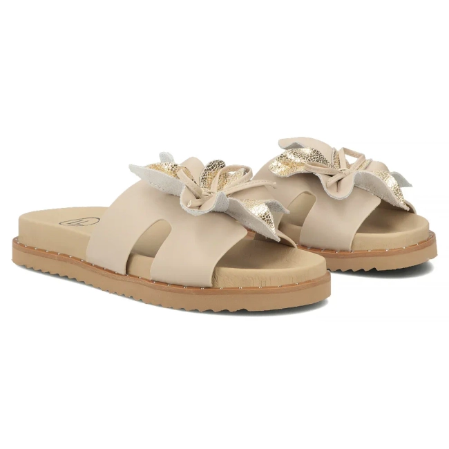 Béžové kožené pantofle Filippo DK7638/26 BE
