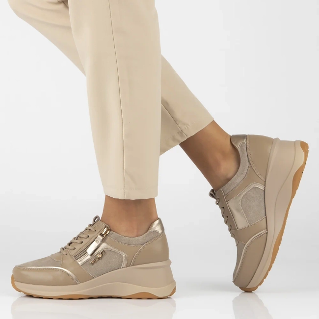 Taupe kožené sneakersy Filippo DP6434/24 TP