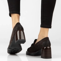 Hnědé kožené polobotky na podpatku Filippo DP8169/26 D BR