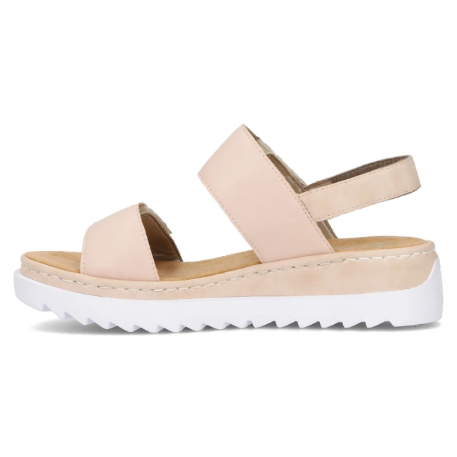 Růžové kožené sandály Rieker V4475-31 ROSA