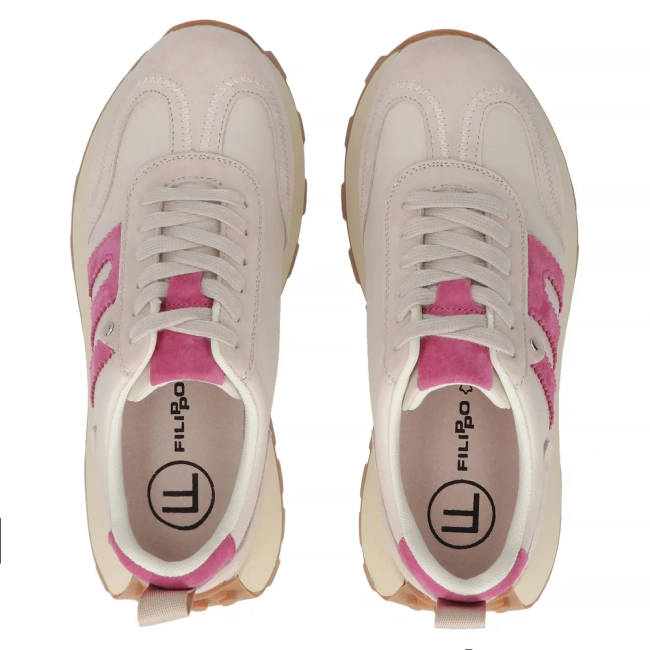 Béžovo-růžové kožené sneakersy Filippo DP6743/25 BE FH