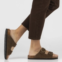 Hnědé kožené pantofle Filippo DK7061/26 D BR