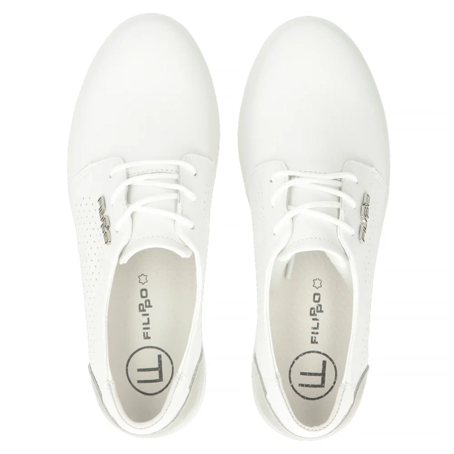 Bílé kožené polobotky Filippo DP6014/24 WH