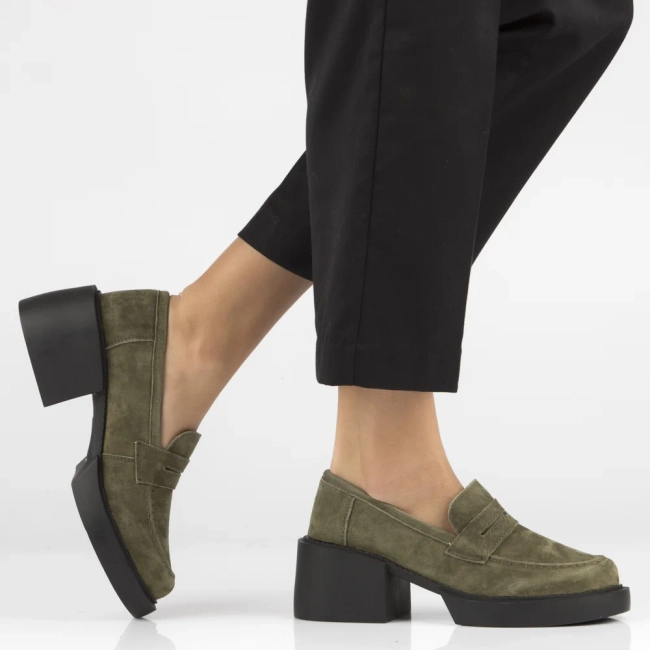 Khaki kožené polobotky Filippo DP4685/23 KH