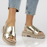 Zlaté kožené sandály Filippo DS7047/26 GO