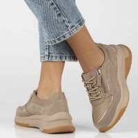 Taupe kožené sneakersy Filippo DP6435/24 TP