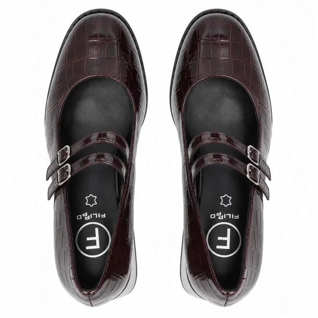 Hnědé kožené polobotky na podpatku Filippo DP8161/26 BR