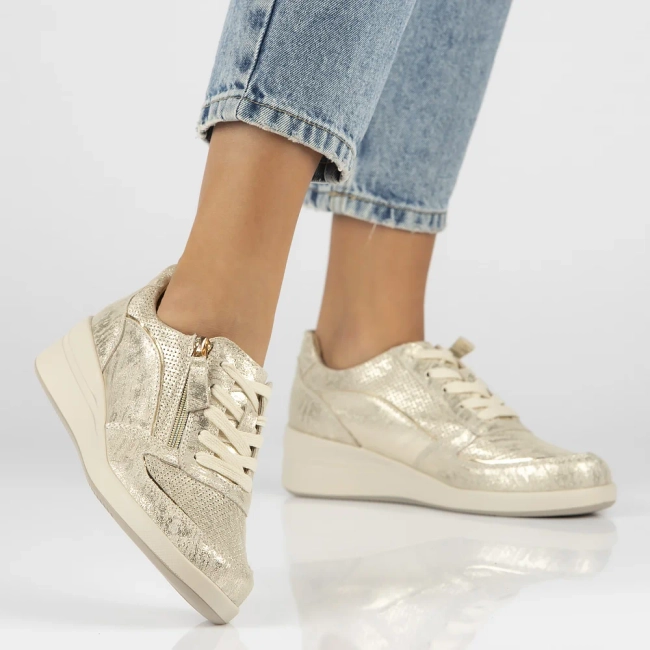 Zlaté kožené sneakersy Filippo DP6209/24 GO