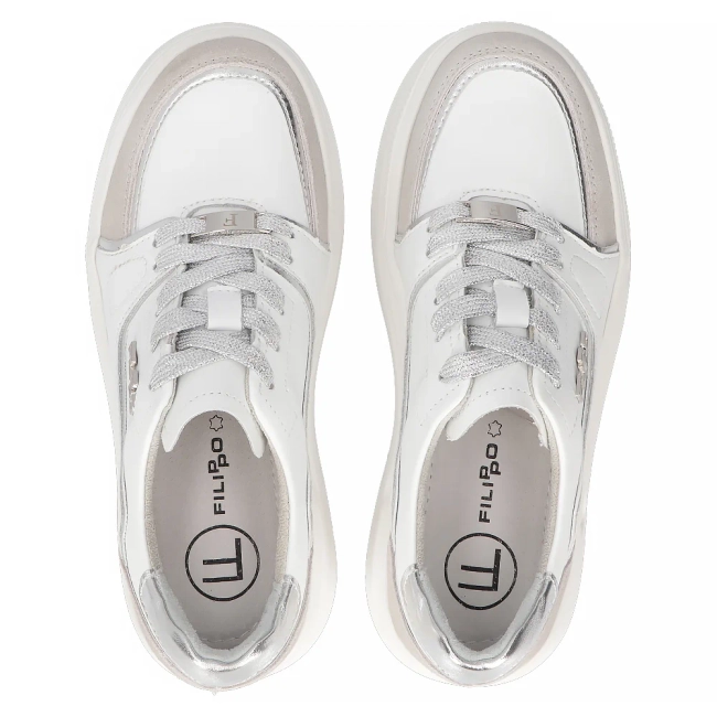Bílé kožené sneakersy Filippo DP6805/25 WH