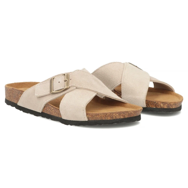 Béžové kožené pantofle Filippo DK7919/26 BE