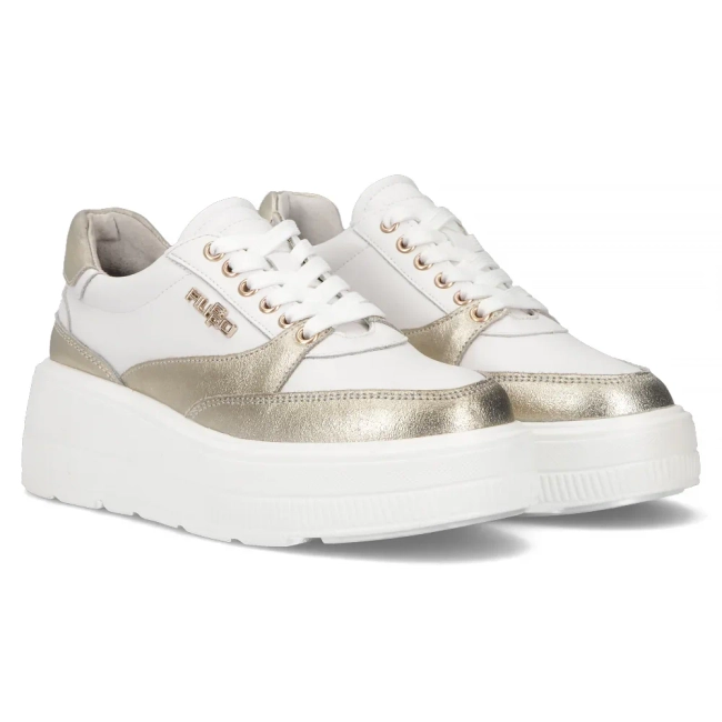 Bilo-zlaté kožené sneakersy Filippo DP6842/25 WH GO