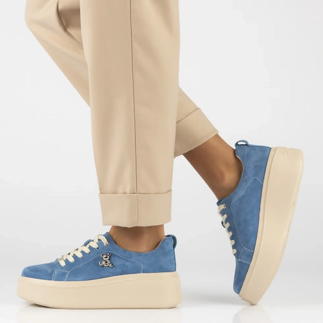 Modré kožené sneakersy Filippo DP6246/24 BL