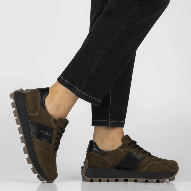 Khaki kožené tenisky Filippo DP7983/26 KH BK