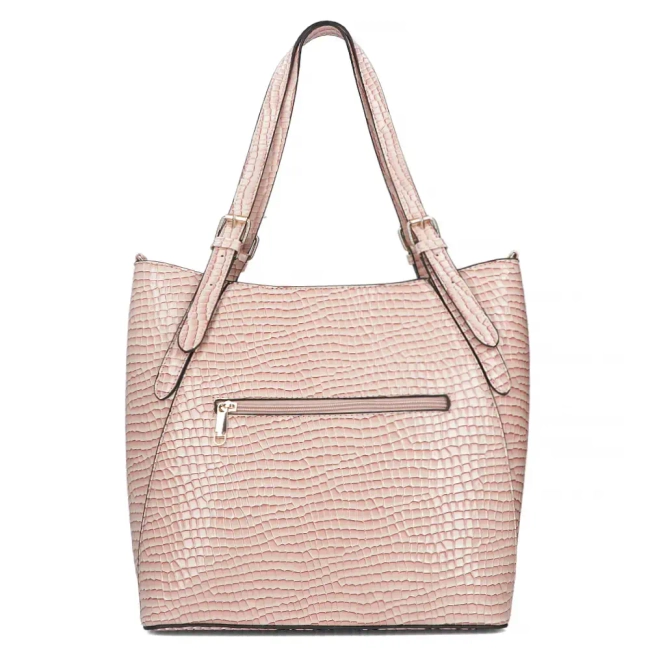 Světlo růžová kabelka shopper Croco