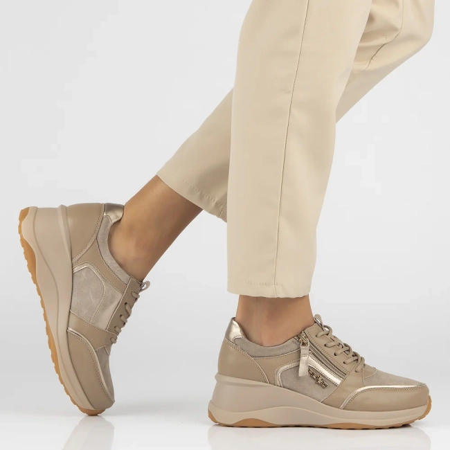 Taupe kožené sneakersy Filippo DP6434/24 TP