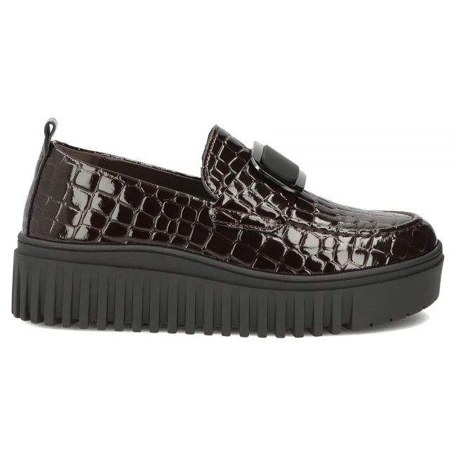 Hnědé kožené polobotky na platformě Filippo DP8269/26 BR CR