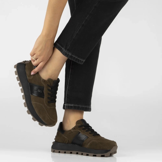 Khaki kožené tenisky Filippo DP7983/26 KH BK