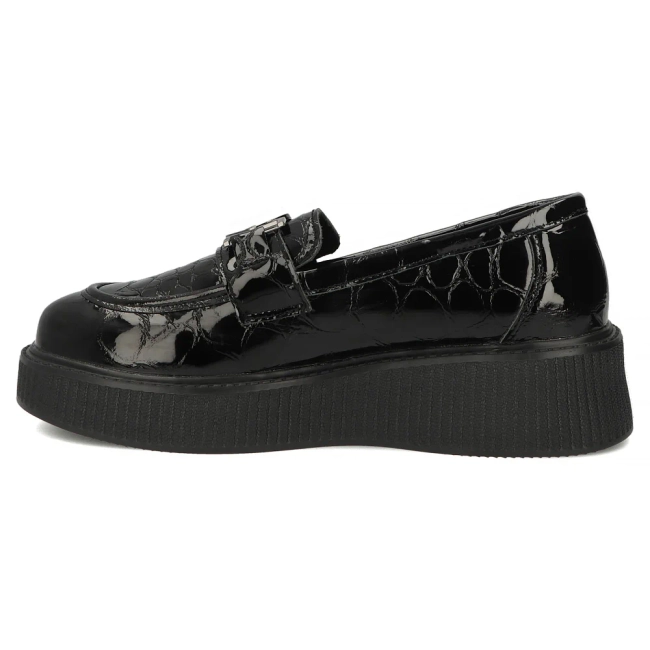 Černé kožené polobotky na platformě Filippo DP8294/26 BK