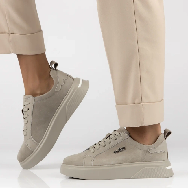 Šedá kožené sneakersy Filippo DP4580/23 BE
