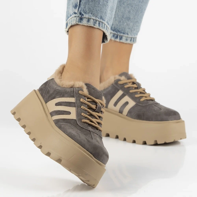 Taupe kožené tenisky Filippo DP7110/25 TP