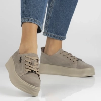 Taupe kožené tenisky na platformě Filippo DP6122/26 TP