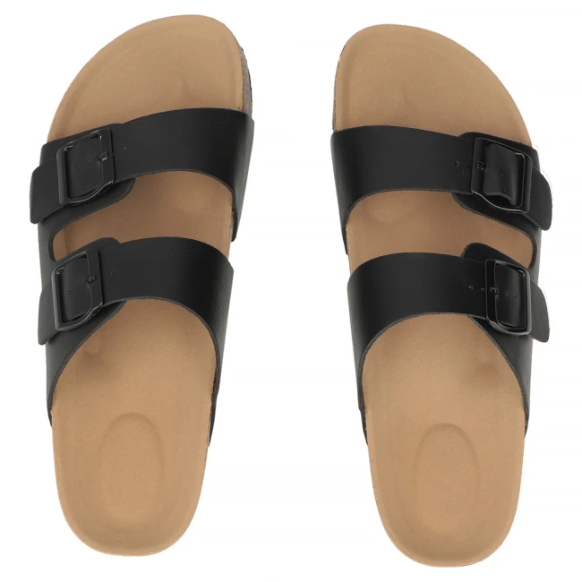 Černé kožené pantofle Filippo DK7885/26 BK