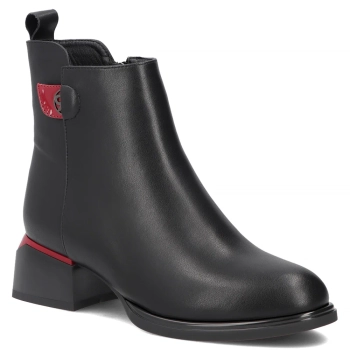Černé kožené kotníkové boty Filippo DBT8123/26 BK RD