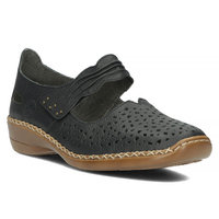 Modré kožené polobotky Rieker 41399-14