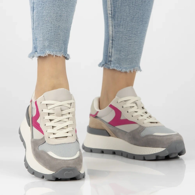 Šedé kožené sneakersy Filippo DP7070/25 GR