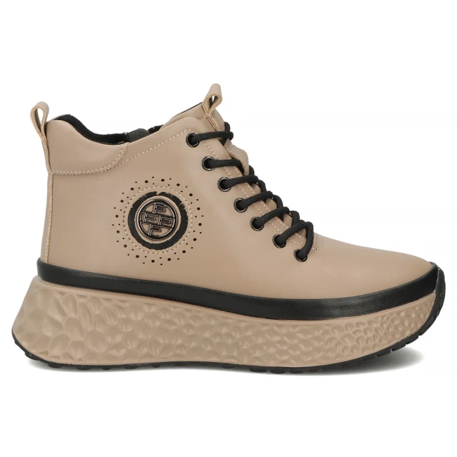 Taupe kožené kotníkové boty na platformě Filippo DBT7998/26 TP