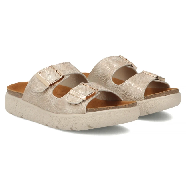Zlaté kožené pantofle Filippo DK7925/26 GO