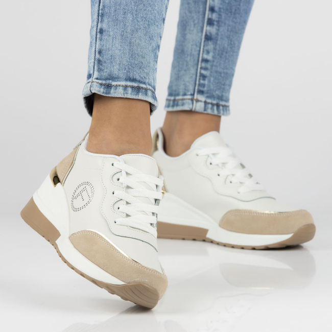 Bílé kožené sneakersy Filippo DP45660/23 WH BE