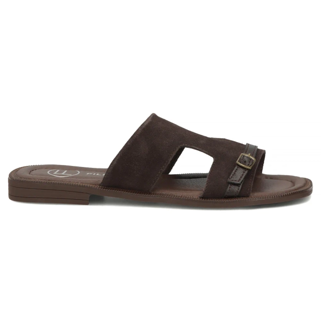 Hnědé kožené pantofle Filippo DK7747/26 D BR