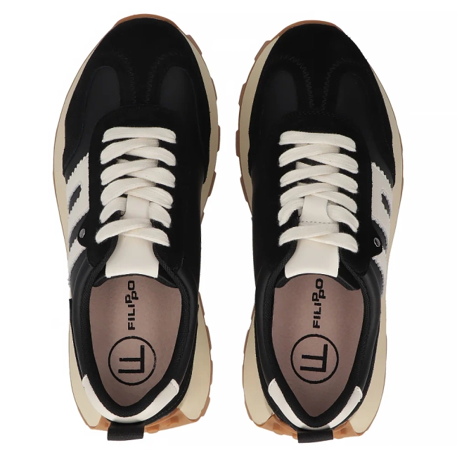 Černé kožené sneakersy Filippo DP6743/25 BK