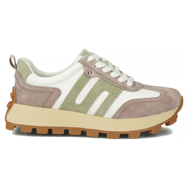 Bílo-béžové kožené sneakersy Filippo DP6743/25 WH BE