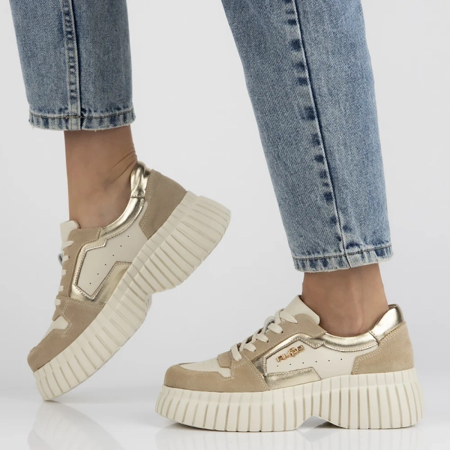 Béžové kožené sneakersy Filippo DP6780/25 BE GO