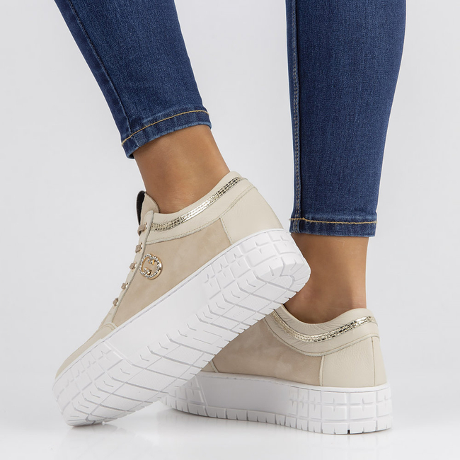 Kožené sneakersy Filippo 149 béžoé