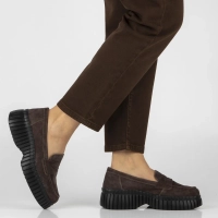 Hnědé kožené polobotky na platformě Filippo DP8278/26 D BR