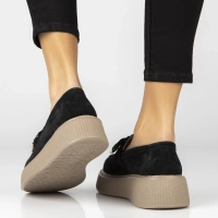 Černé kožené polobotky na platformě Filippo DP8293/26 BK