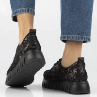Černé kožené tenisky na platformě Filippo DP6846/26 BK FL
