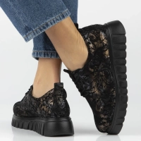 Černé kožené tenisky na platformě Filippo DP6846/26 BK FL
