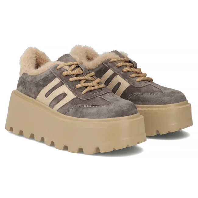 Taupe kožené tenisky Filippo DP7110/25 TP