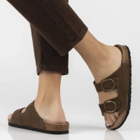 Hnědé kožené pantofle Filippo DK7061/26 D BR