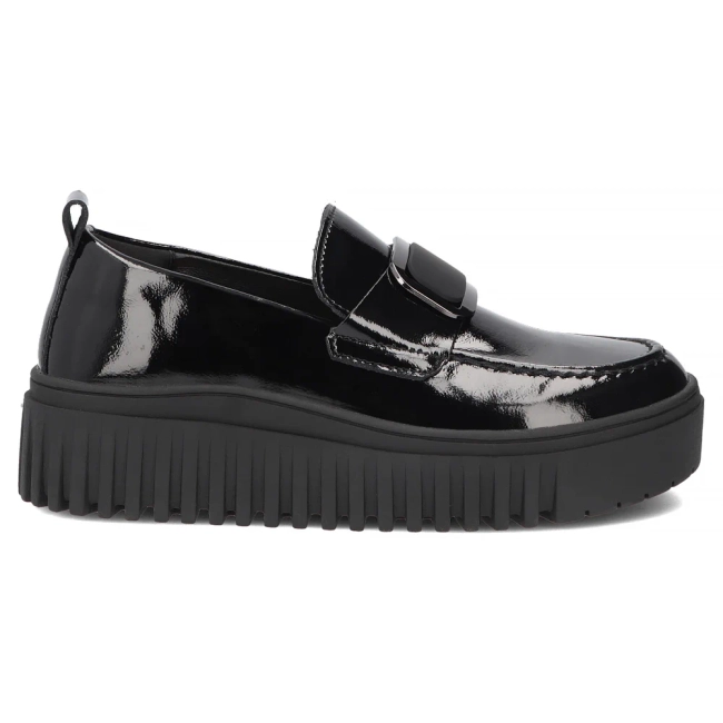 Černé kožené polobotky na platformě Filippo DP8269/26 BK