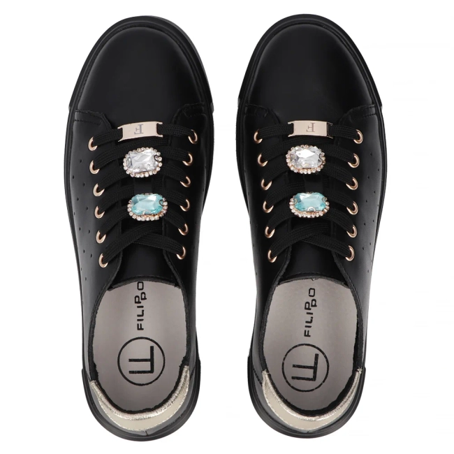 Černé kožené sneakersy Filippo DP6854/25 BK
