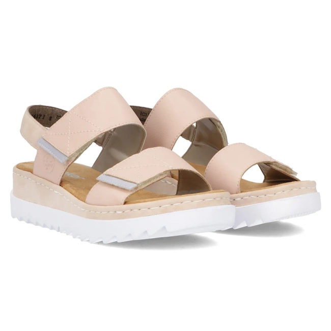 Růžové kožené sandály Rieker V4475-31 ROSA