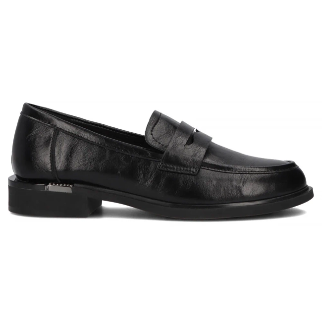 Černé kožené mokasíny Filippo DP7077/25 BK