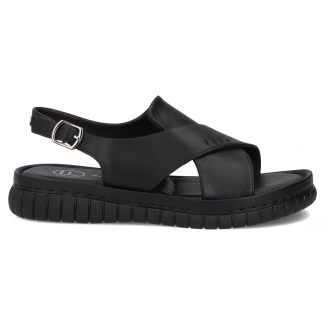 Černé kožené sandály Filippo DS7732/26 BK