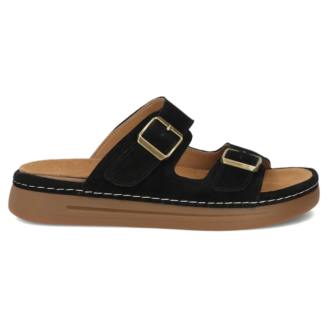 Černé kožené pantofle Filippo DK7802/26 BK